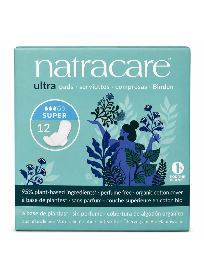 Natracare - Boxes of 12 Napkins With Wings - ULTRA SUPER - Organic Cotton