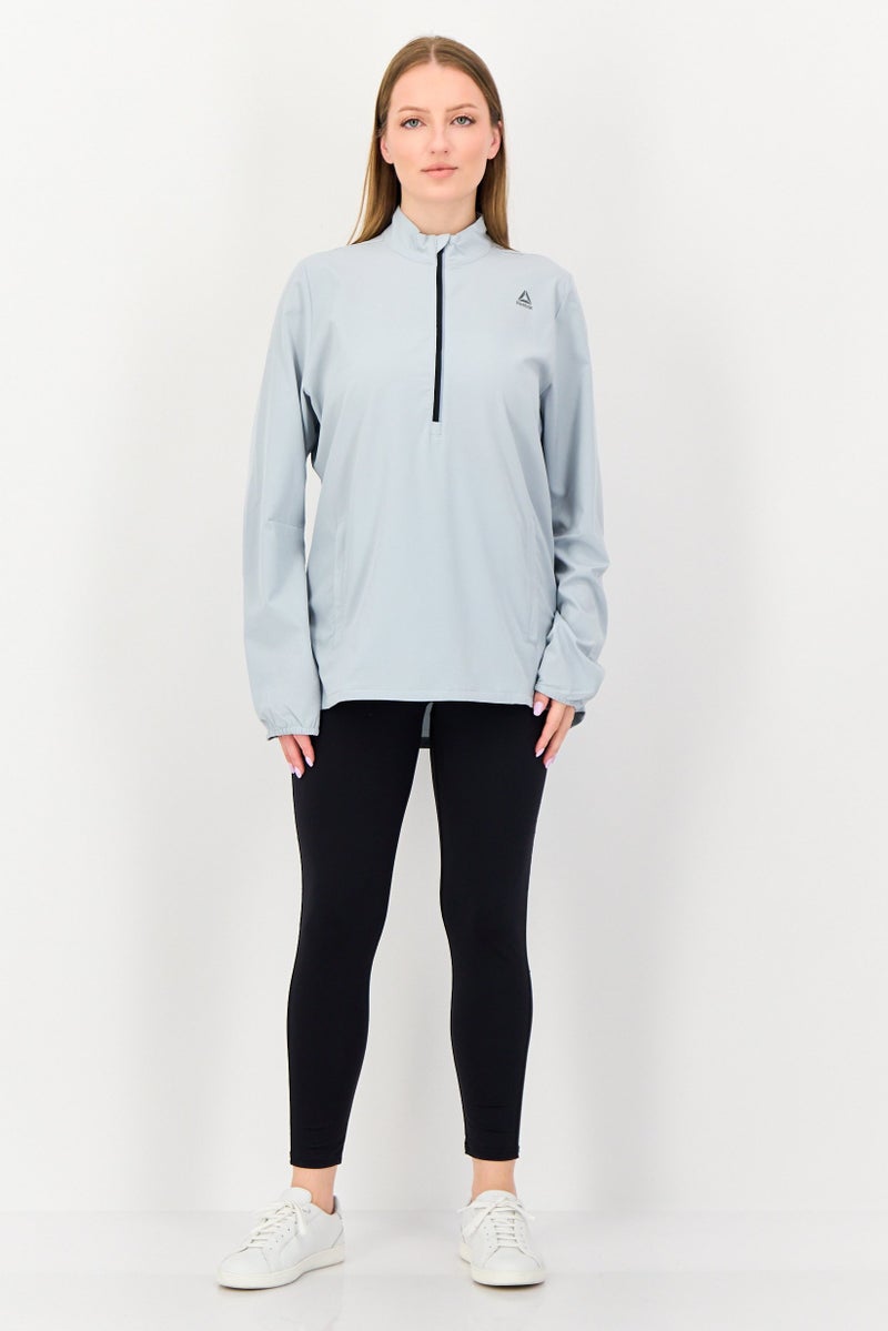 Reebok Women Sportswear Fit Brand Logo Long Sleeve Training Jacket, Grey - Image 4