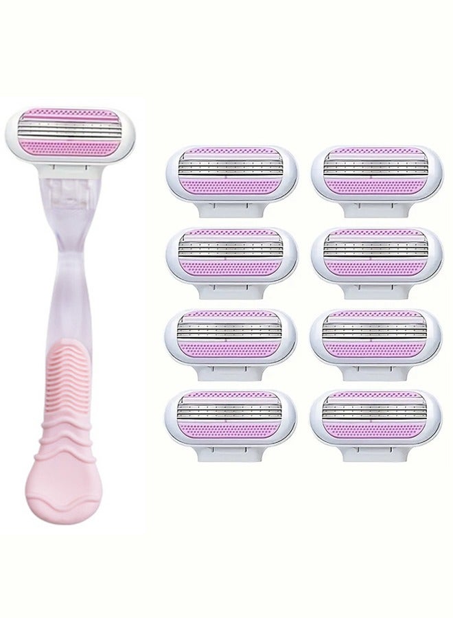 Women's shaver single handle+8 replacement blades