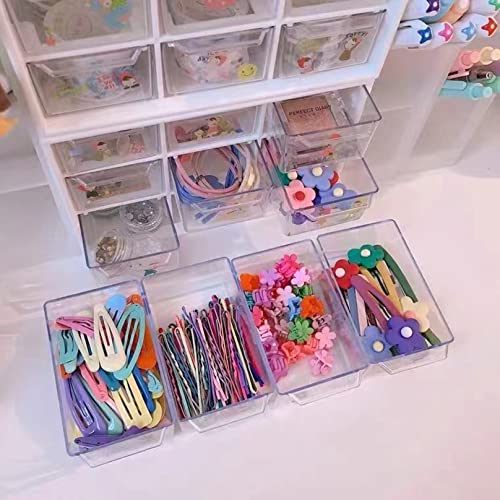 Feadily 2PCS Small Drawer Organizer for Desk, Desktop Drawer Organizer with 9 Clear Drawers, Plastic Desktop Storage Drawers 7.1 Inch x 3 .9 Inch x 4.7 Inch, White - Image 5