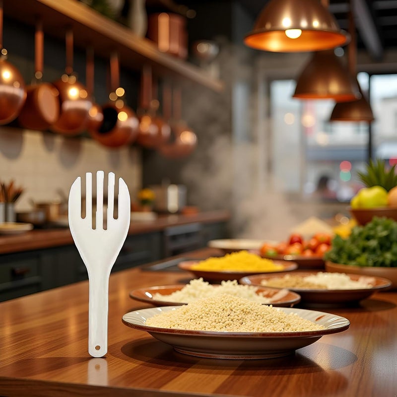 Sluswallow White Jumbo Large Plastic Rice Paddle Spatula Scoop Fork-Like, 10.63" (27 cm) Long, Rice and Potato Servers, Serving Spoons - Image 3