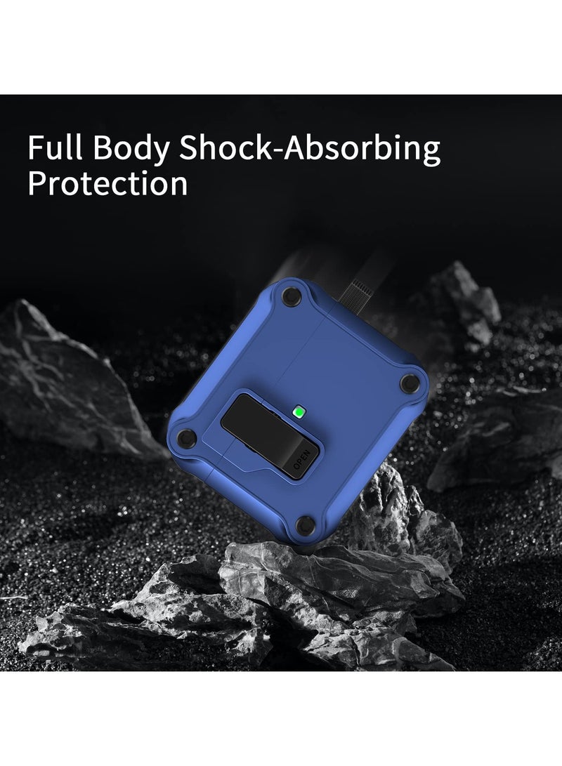Airpods 4 Case Cover for Women Men with Cleaner Kit, Automatic Security Locking Case for Airpods 4th Generation 2024 Front LED Visible Blue - Image 3