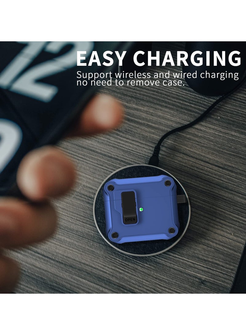 Airpods 4 Case Cover for Women Men with Cleaner Kit, Automatic Security Locking Case for Airpods 4th Generation 2024 Front LED Visible Blue - Image 4