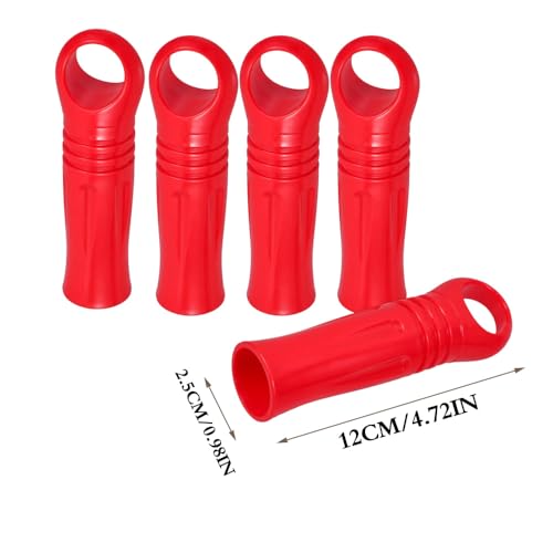 KOOBOOK 5Pcs Easy Install Broom Handle Replacement Cap Universal 25mm Mop Handle End Cap Slip Resistant Plastic Mop Cap Red Broom Gripper Compatible with Most Mops Brooms - Image 2