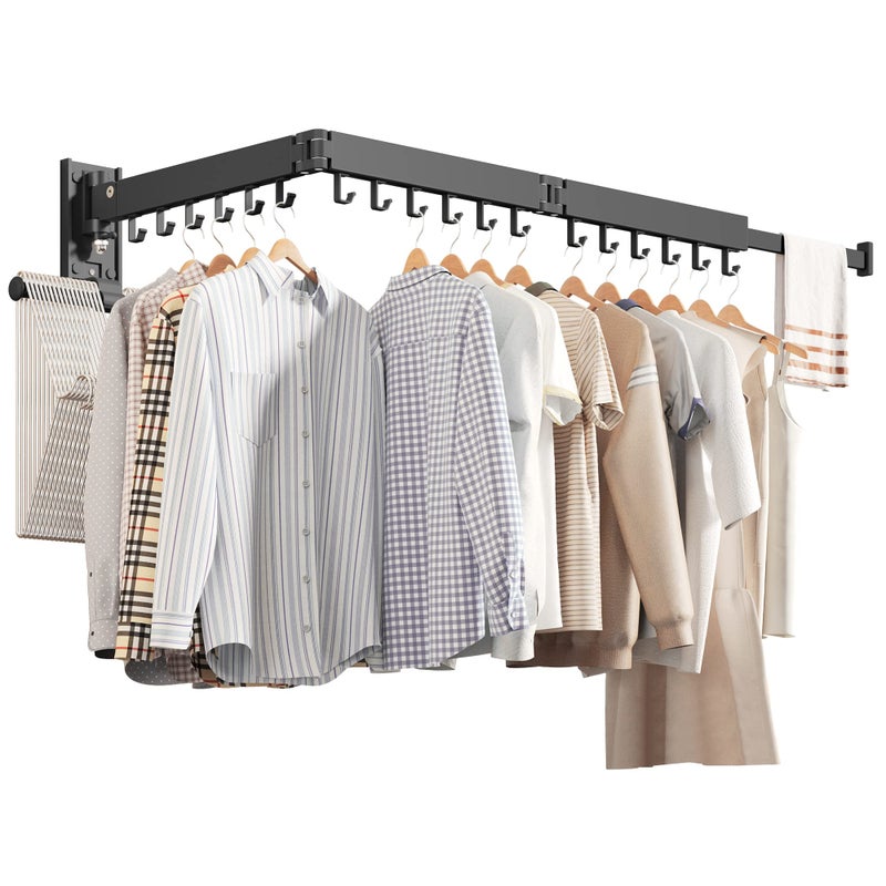 ZdwCyl Wall Mounted Clothes HangerClothes Drying RackLaundry Drying RackDrying Rack ClothingLaundry Hanger RackRetractable Dryer RacksCollapsible Aluminumcan be Fold Upward  Left  Right