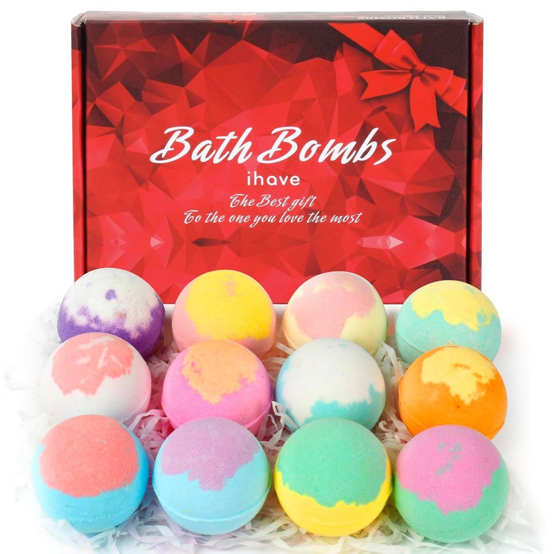 iHave Bath Bombs for Kids and Women 12 Natural Handmade Bath Bomb Gift Set Bubble Bath Bombs  Perfect Self Care Relaxing Spa Gifts for Women