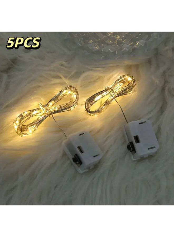 5 Pack LED Copper Wire Fairy String Lights Warm White 78 74 Inch Battery Powered - Image 1