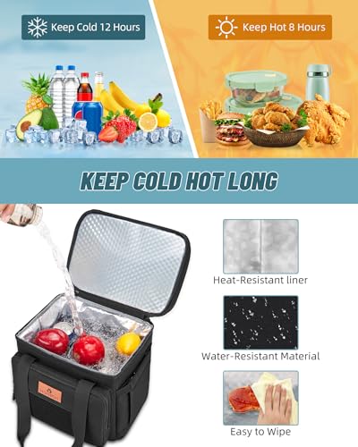 HSHRISH Xlarge Expandable Tactical Lunch Box for Adults, Durable Leakproof Insulated Lunch Cooler Bag for Men Work Office Outdoor Picnic Trips Camping, 36 Cans/22 L, Black - Image 5