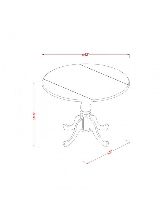 East West Furniture DLT-AWA-TP Dublin Dining Room Table - a Round Solid Wood Table Top with Dropleaf & Pedestal Base, 42x42 Inch, Walnut - Image 2
