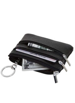 Excefore Coin Wallet Womens Genuine Leather Card Purse Key Ring Mini Change Pouch Man Small Compact Vintage With Zipper For Men Women Gift  - Image 2