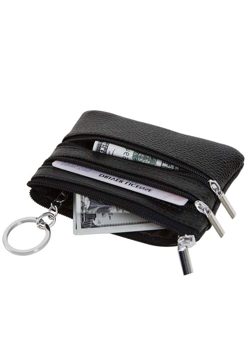 Excefore Coin Wallet Womens Genuine Leather Card Purse Key Ring Mini Change Pouch Man Small Compact Vintage With Zipper For Men Women Gift - Image 2