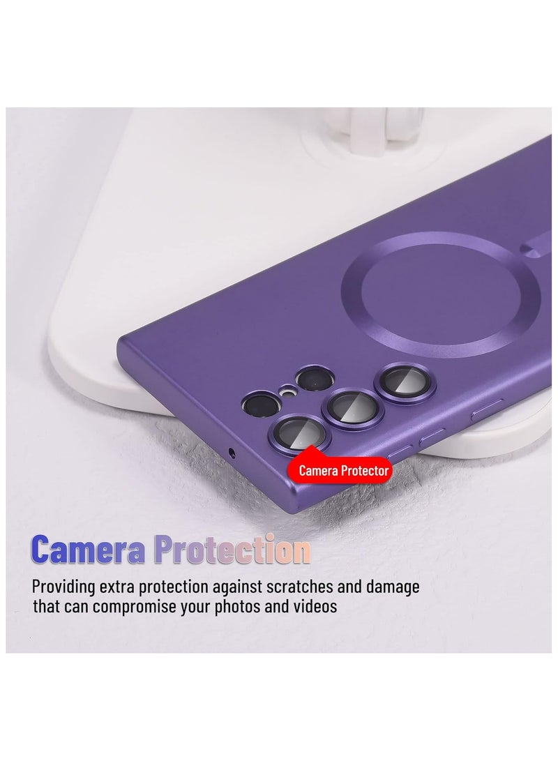 For Samsung Galaxy S23 Ultra Silicone Metallic Color Back Case , Mag-Safe For Wirless Charing and Camera Lens Protector Compatible With Samsung Galaxy S23 Ultra (6.8') (Purple)  - Image 3