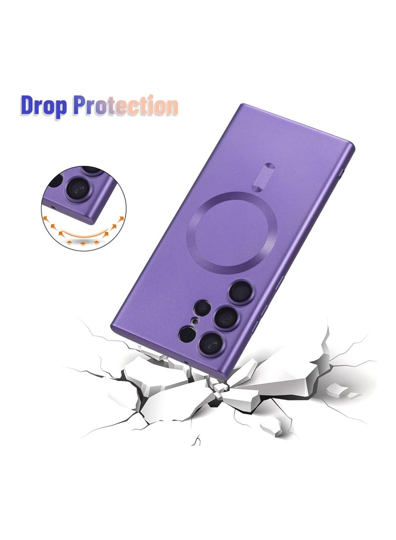 For Samsung Galaxy S23 Ultra Silicone Metallic Color Back Case , Mag-Safe For Wirless Charing and Camera Lens Protector Compatible With Samsung Galaxy S23 Ultra (6.8') (Purple)  - Image 2