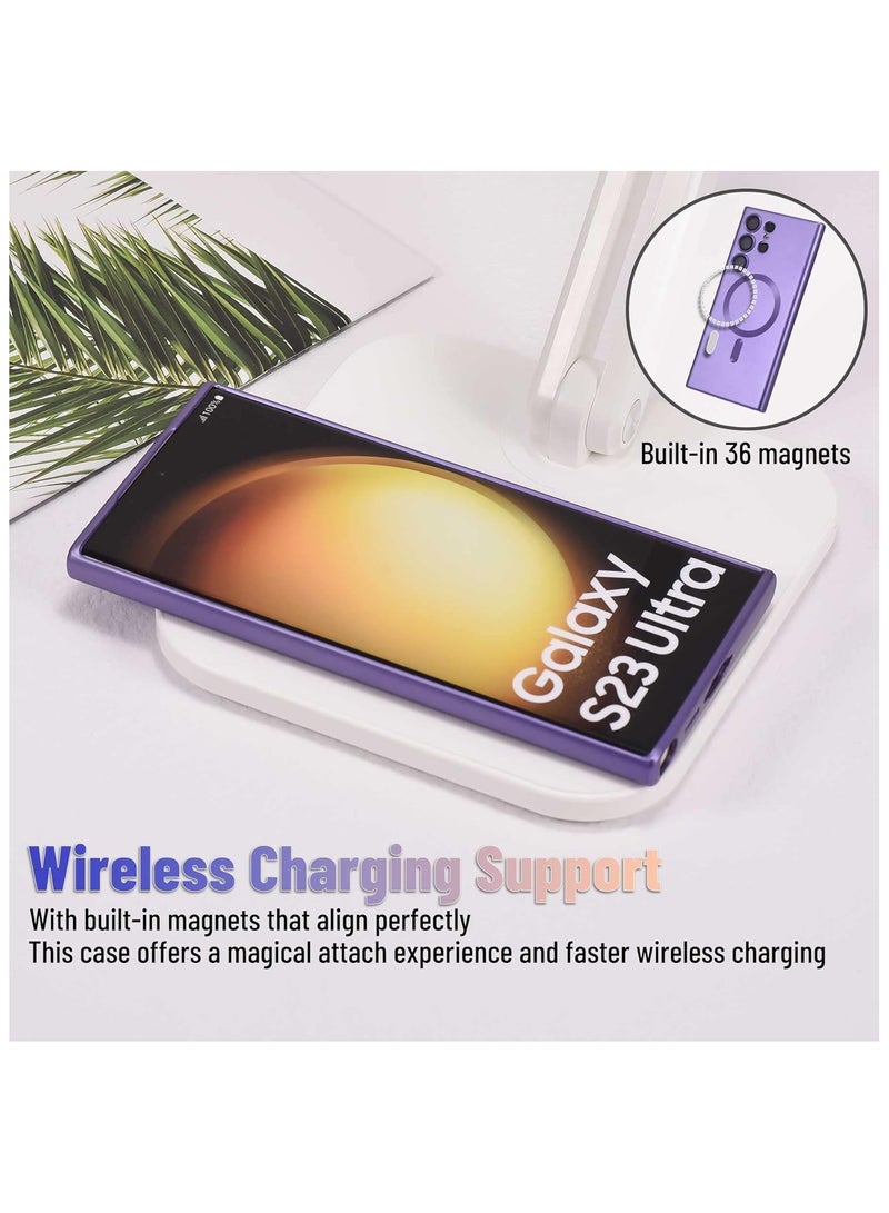 For Samsung Galaxy S23 Ultra Silicone Metallic Color Back Case , Mag-Safe For Wirless Charing and Camera Lens Protector Compatible With Samsung Galaxy S23 Ultra (6.8') (Purple)  - Image 4