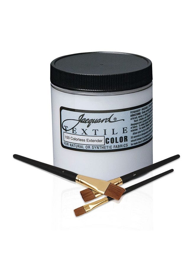 Positive Art Jacquard Fabric Textile Medium Colorless Extender 8 Oz Acts A Fabric Medium Add To Fabric Textile Paint To Increase Transparency 3 Brushes Set - Image 1