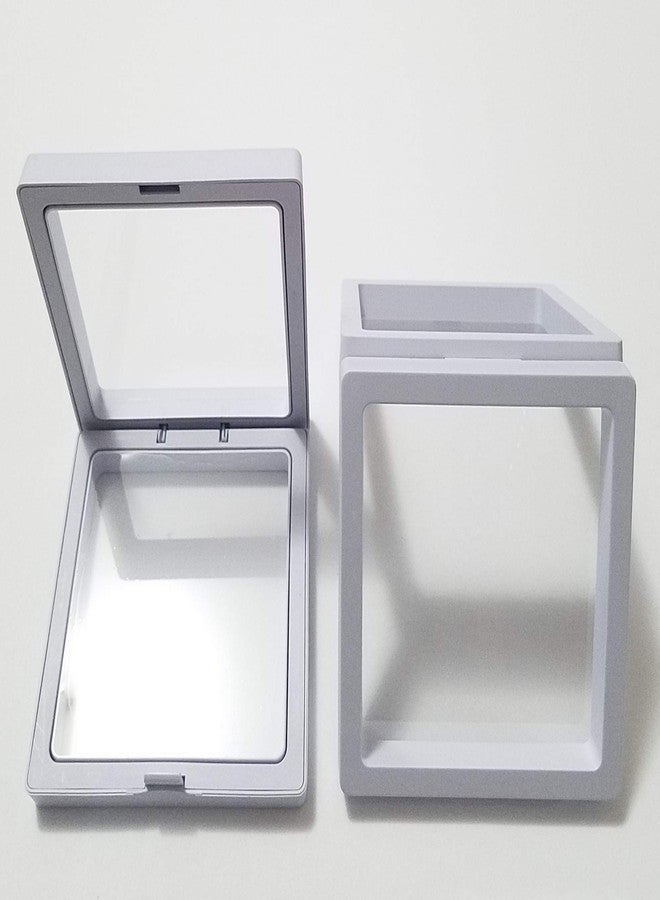 JM Pack of 2 Transparent 3D Floating Frame Display Holder/Box/Frames for Challenge Coins, AA Medallions, Antique, Jewelry, Gift, White 3.5 x 3.5 x 0.75 Inches - Image 2