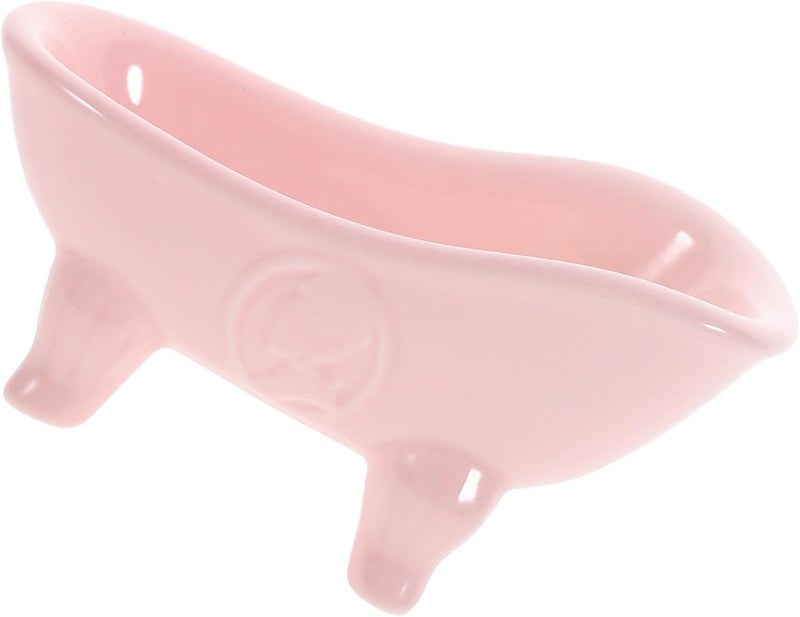 Garneck Ceramic Soap Dish Holder Pink Draining Soap Tray for Bathroom Sink Home and Hotel Use - Image 1