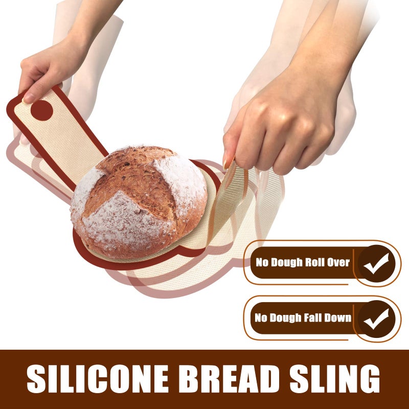 Dwavele Silicone Bread Sling for Dutch Oven, Non-Stick & Easy to Clean Bread Baking Mat Set, 2 Pcs Reusable Bread Sling with Long Handle to Transfer Sourdough (Red, Oval and Round) - Image 5