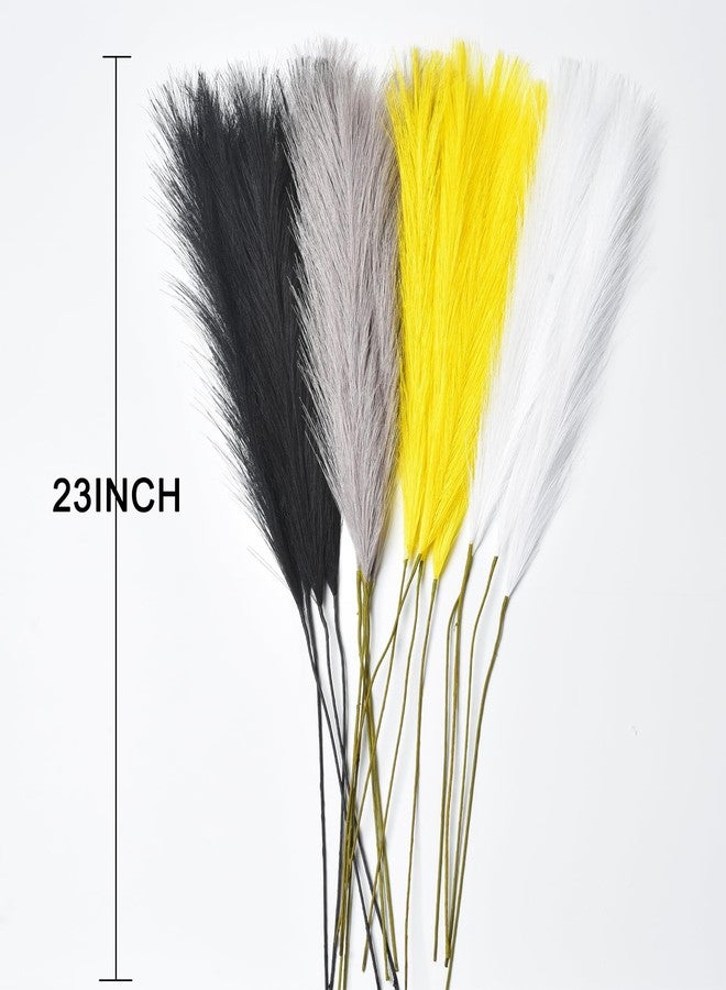 LSKYTOP Yellow Pampas Grass Decor,23Inch 16pcs Faux Pampas Grass Bouquets Artificial Pampas Fake Pampas Flower for Home Living Room Bedroom Vase Decor - Image 3