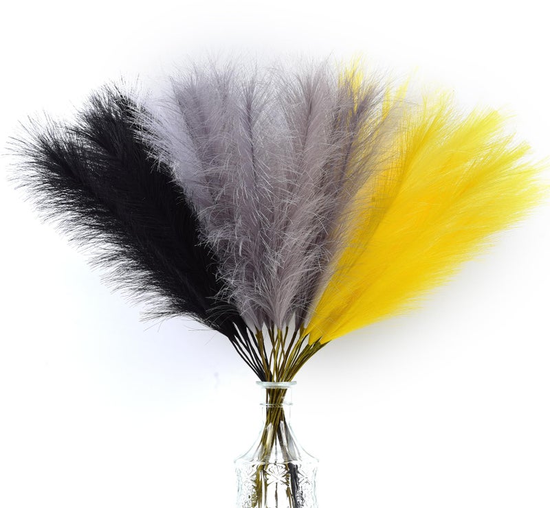 LSKYTOP Yellow Pampas Grass Decor,23Inch 16pcs Faux Pampas Grass Bouquets Artificial Pampas Fake Pampas Flower for Home Living Room Bedroom Vase Decor - Image 1