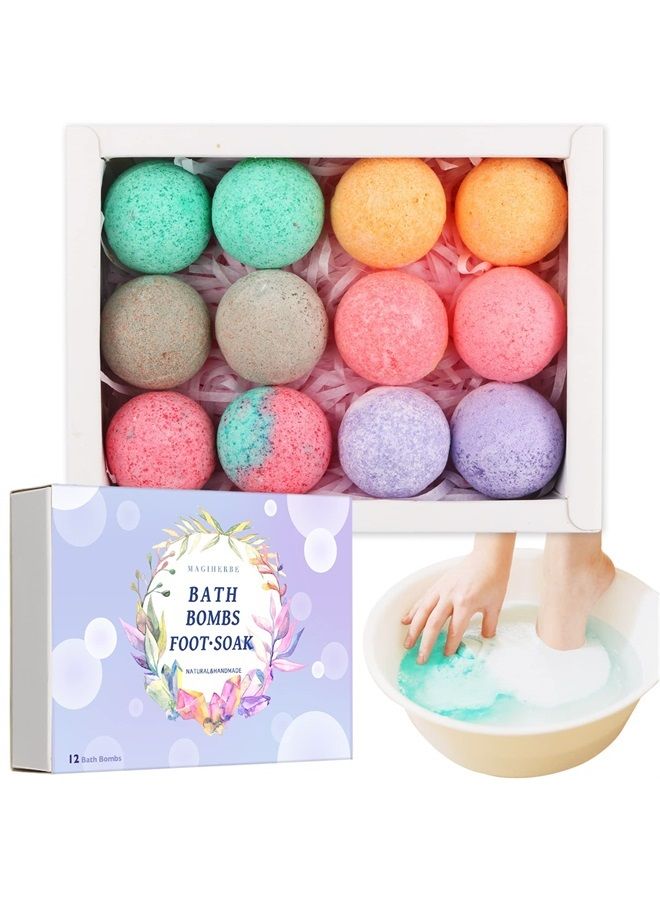 MAGIHERBE Foot Bath Bombs 12 Pack,Organic Foot Soak with Bath Salt,Foot Spa Bomb Rich Essential Oils for Dry Cracked, Athletes Foot, Stubborn Foot Odor Scent,Tired Sore Feet - Image 1