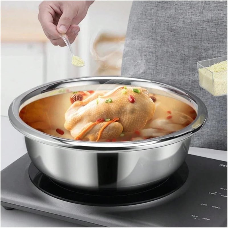 Stainless Steel Round Thicken Kitchen Cooking And Baking Kneading Bowl, Washing Fruit And Vegetable(Silver 32cm) - Image 4
