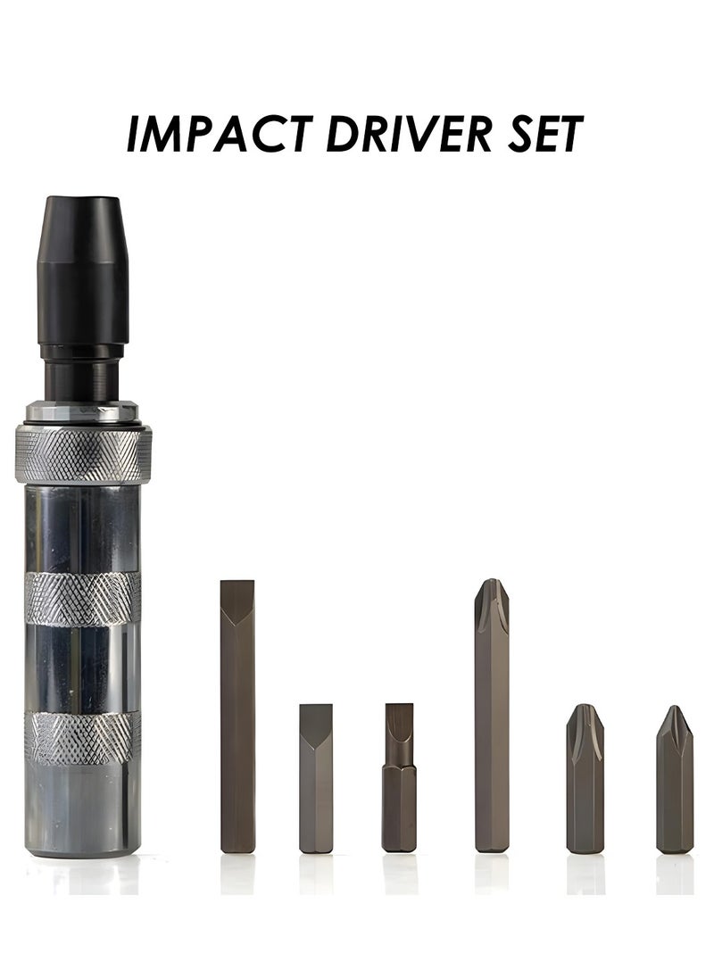 DEFAONS 1/2 Inch Hand Impact Driver Set with 6 Bits – Reversible Manual Screwdriver, Chrome-Plated, Heavy-Duty S2 Steel for Automotive, Motorcycle, and Household Repairs  - Image 4