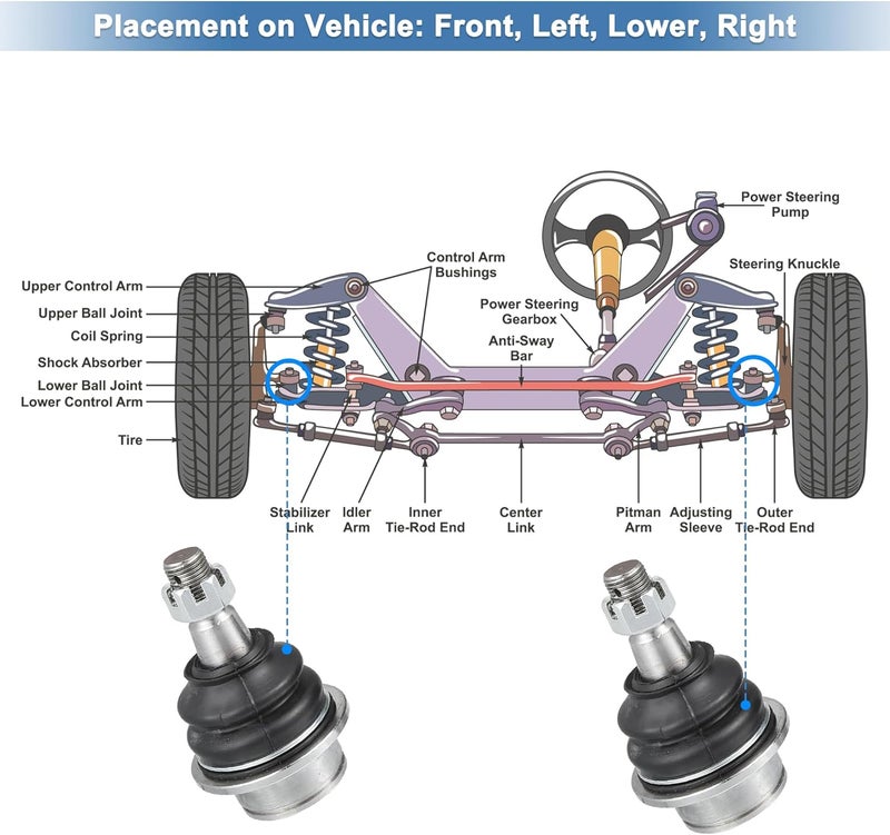 uxcell Front Lower Ball Joint Kit for Ford and Mazda - Image 4