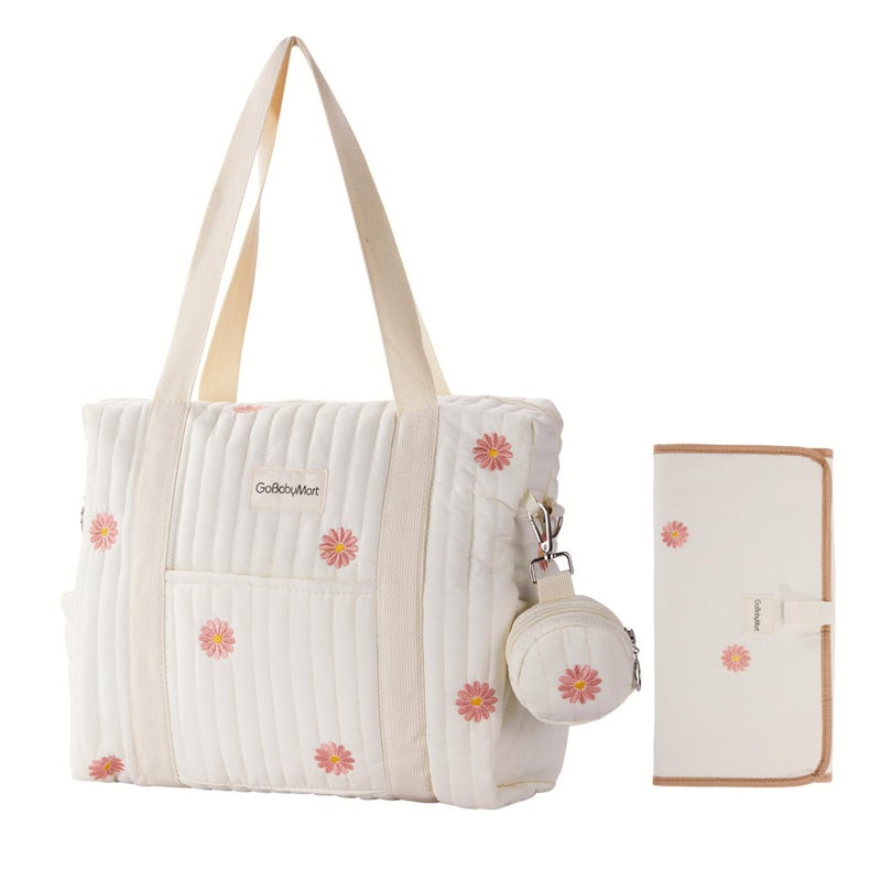 GOBABYMART 3pc Diaper Bag Tote Set Hospital Bag for Labor Delivery Maternity Travel Bag with Changing Pad Pacifier Case - Image 2