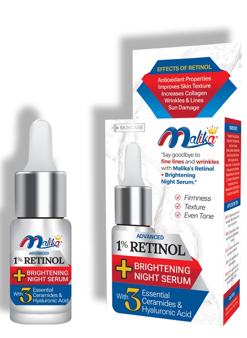 Malika 1% Retinol+Whitening Night Serum 5ml - Image 1