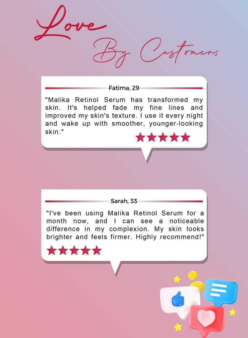 Malika 1% Retinol+Whitening Night Serum 5ml - Image 3