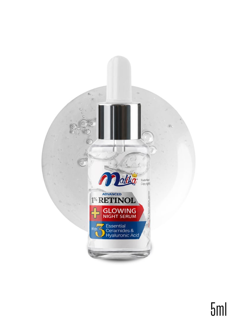 Malika Retinol + Glowing Serum 5ml | Retinol Skin Booster Serum | Dark Spot Remover | Collagen Serum - Image 1