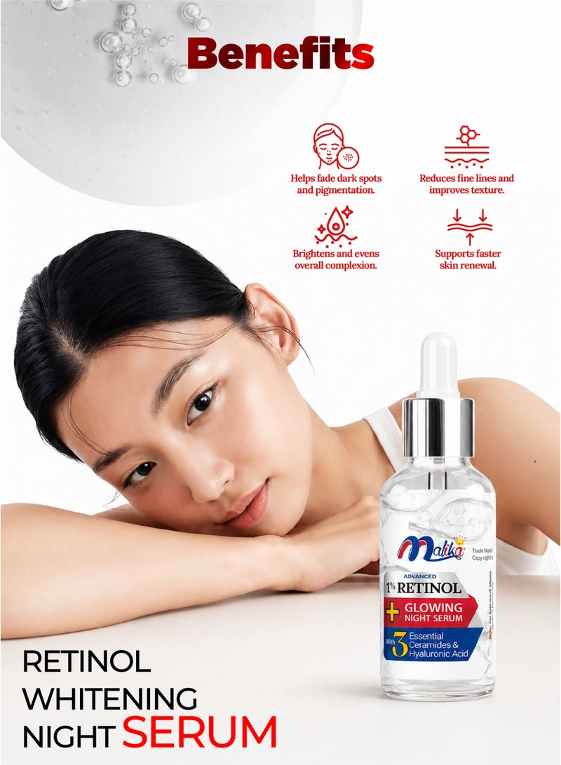 Malika Retinol + Glowing Serum 5ml | Retinol Skin Booster Serum | Dark Spot Remover | Collagen Serum - Image 3