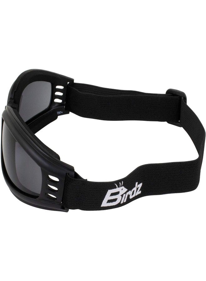 Birdz Eyewear Cardinal Padded Floating Motorcycle Goggles Black Folding Frame with Clear Lenses - Image 3