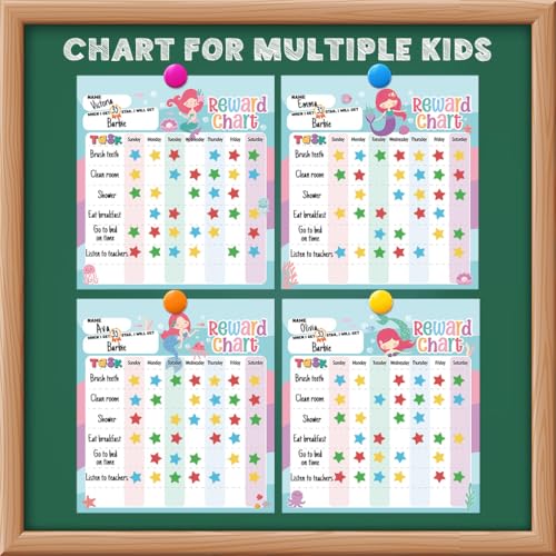 yasest Reward Chart for Kids – Mermaid Magnetic Kids Behavior Chart, Pad with 26 Chore Charts, 1920 Star Stickers, 36 Incentive Stickers, Responsibility Chart for Kids Girls Toddlers - Kids Chore Chart - Image 5