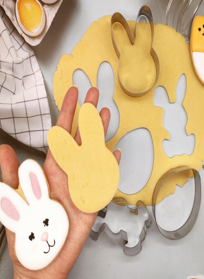 Q-BAKER 3 Pieces Easter Cookie Cutters, 3.54" 3.35" 3.2" Egg Cute Bunny Rabbite Shapes Cookie Cutters Stain Steel Sets Holiday Themed Party Supplies - Image 4