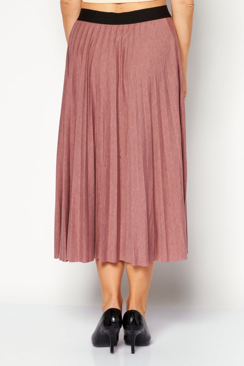 ESPRIT Women Plain Casual Pleated Skirt, Mauve - Image 3