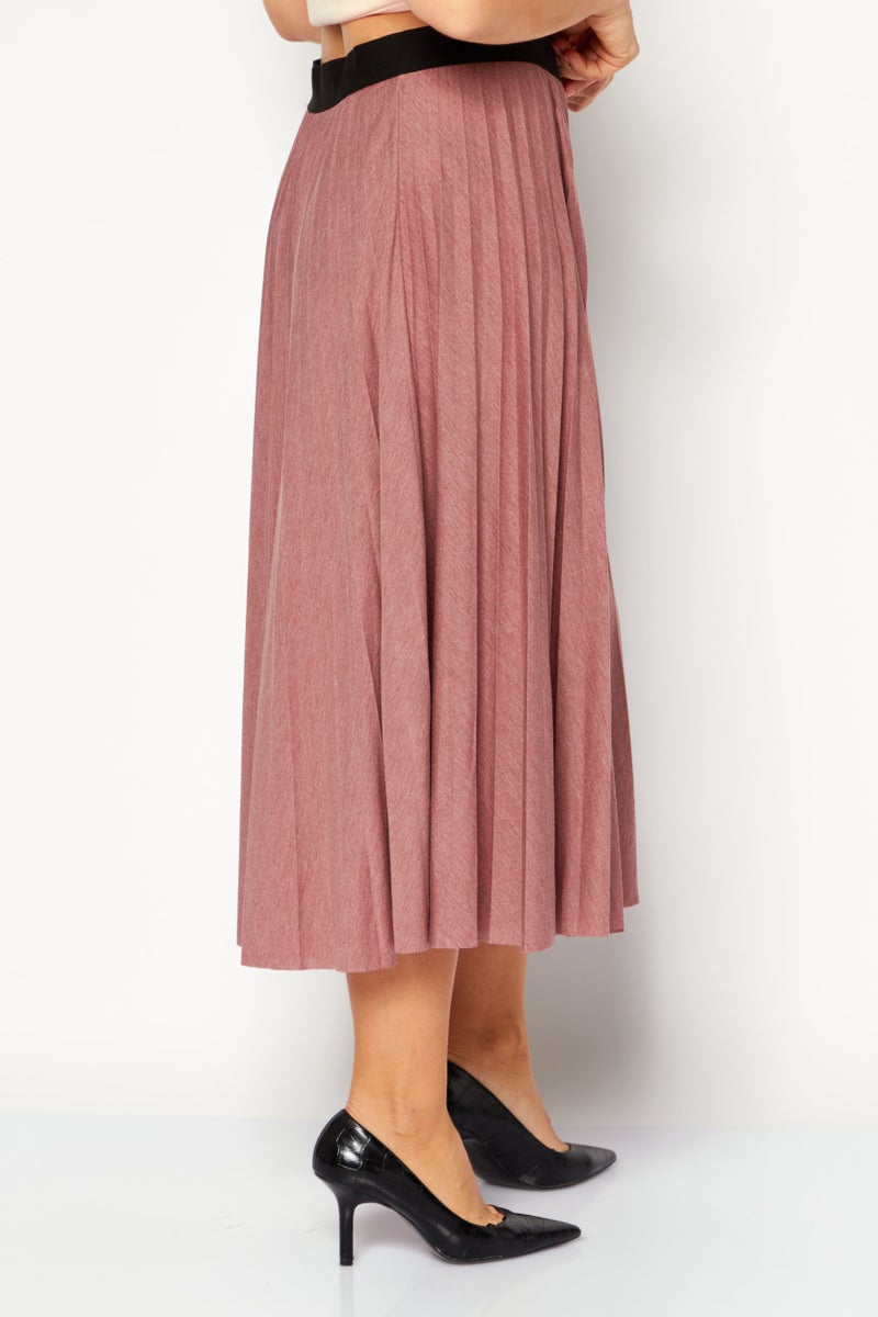 ESPRIT Women Plain Casual Pleated Skirt, Mauve - Image 4