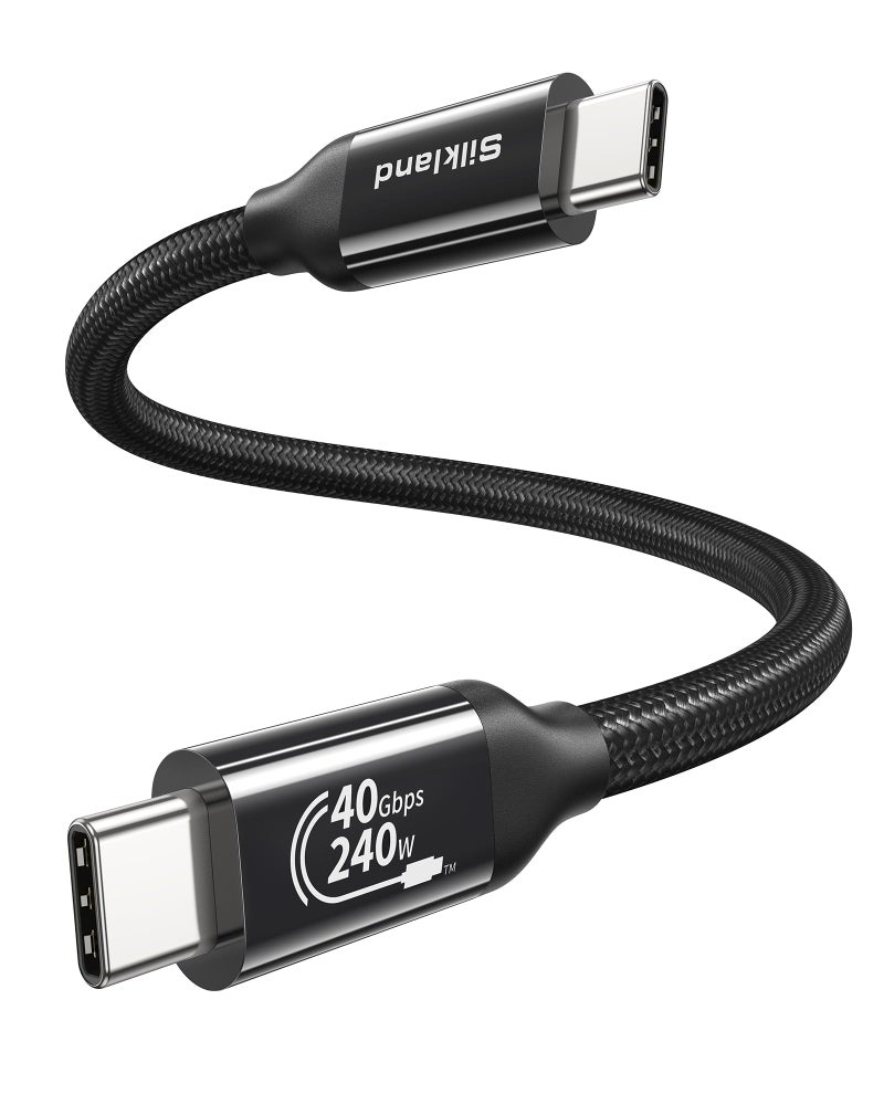 Silkland 240W USB C to USB C Cable 1FT, [USB-IF Certified] USB C Fast Charging Cable, 40Gbps Data Transfer/8K Display USB 4 Cable for Thunderbolt 4, Compatible for iPhone 17/16, MacBook, Mac mini, SSD - Image 1