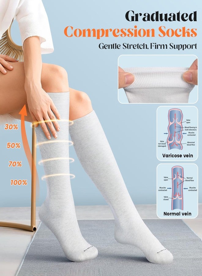 LEVSOX Cotton Compression Socks for Women Men 20-30 mmHg Knee High Cute Support Sock for Pregnancy Flying Nurses - Image 3