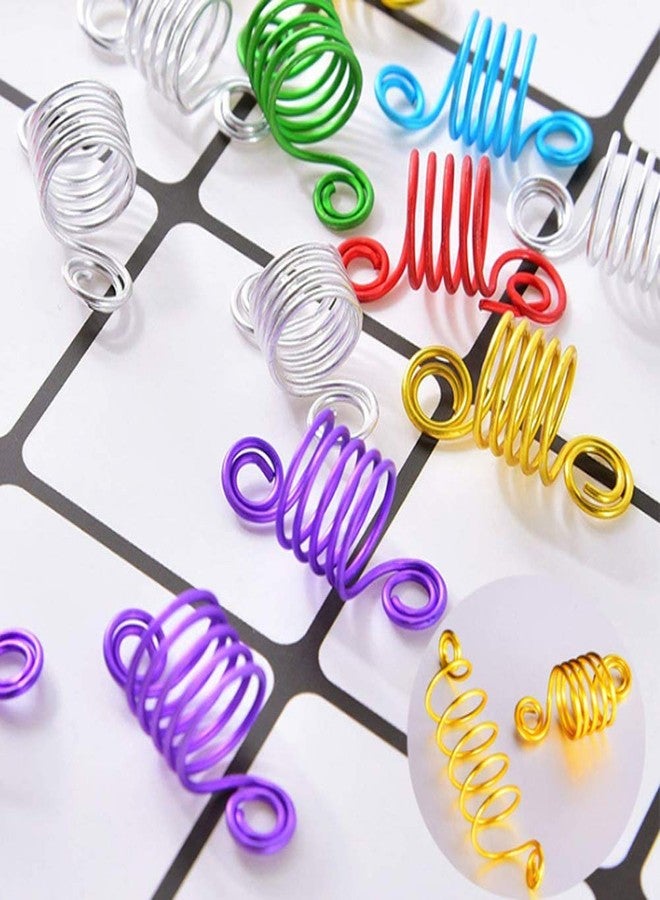 Teensery 50 Pieces Hair Coil Dreadlocks Metal Hair Cuffs Twisted Braid Spring Rings Dreadlocks Beads Clips for Hair Decorations (Mixed Color) - Image 2