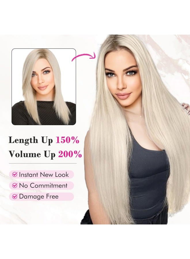 REECHO Clip-In Extensions - 11 Pieces Clip-In Hair Extensions for Women, 71 cm Long Straight Hair Extensions Natural Look Synthetic Hairpiece Extensions - Black Brown - Image 5