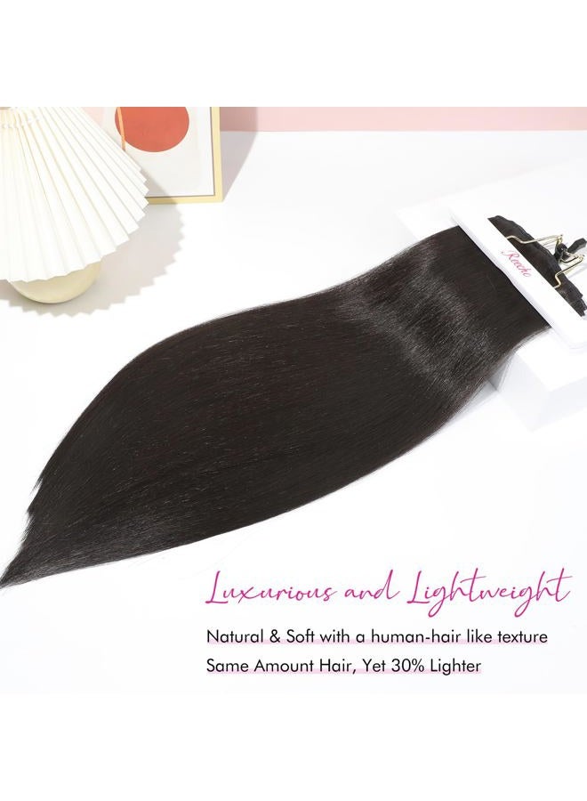 REECHO Clip-In Extensions - 11 Pieces Clip-In Hair Extensions for Women, 71 cm Long Straight Hair Extensions Natural Look Synthetic Hairpiece Extensions - Black Brown - Image 3