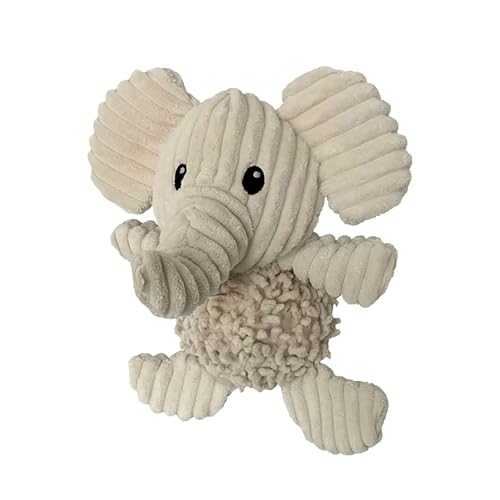 Pet Lou 10 Inch Elephant Plush Dog Toy Squeaker and Crinkle Paper 100 Natural Nubby Plush Durable Fabric Soft Interactive Dog Toy for Indoor Outdoor Play - Image 1