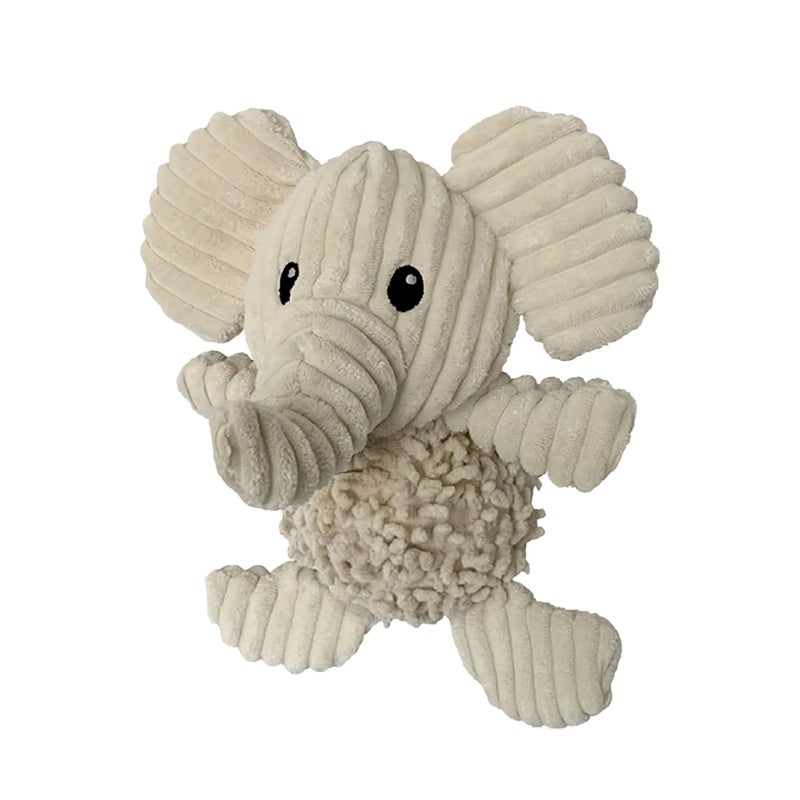 Pet Lou 10 Inch Elephant Plush Dog Toy Squeaker and Crinkle Paper 100 Natural Nubby Plush Durable Fabric Soft Interactive Dog Toy for Indoor Outdoor Play - Image 2