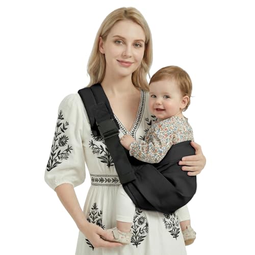 Shiaon Baby Sling Carrier, Adjustable Baby Carrier Newborn to Toddler Carrier for 7-30lbs, Toddler Sling Carriers, Toddlers Hip Carriers, Black - Image 1