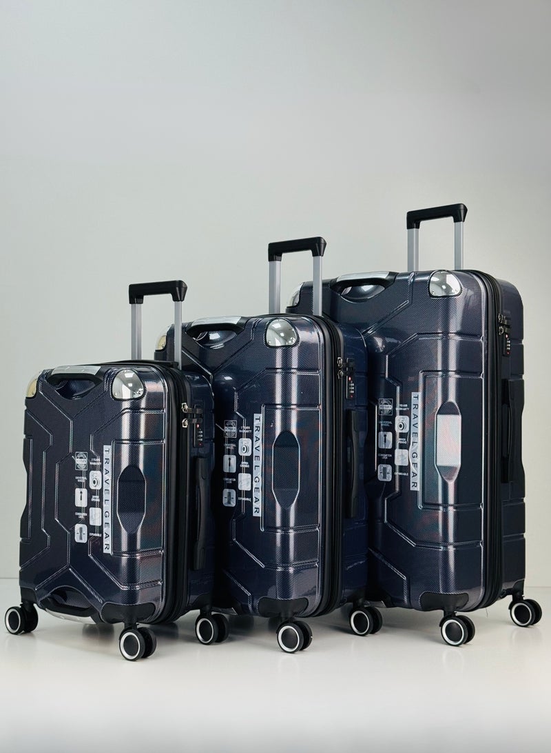 SAW & SEE Premium PC Unbreakable Hard Shell Luggage Set with Strong Double Handle – 3-Piece Suitcase Set, Lightweight with Expandable upto 20 Percent Extra storage Trolley Bags with 4 double Spinner Wheels, TSA Approved Lock and Durable Travel Suitcases – 20" / 24" / 28" – Dark Blue - Image 2