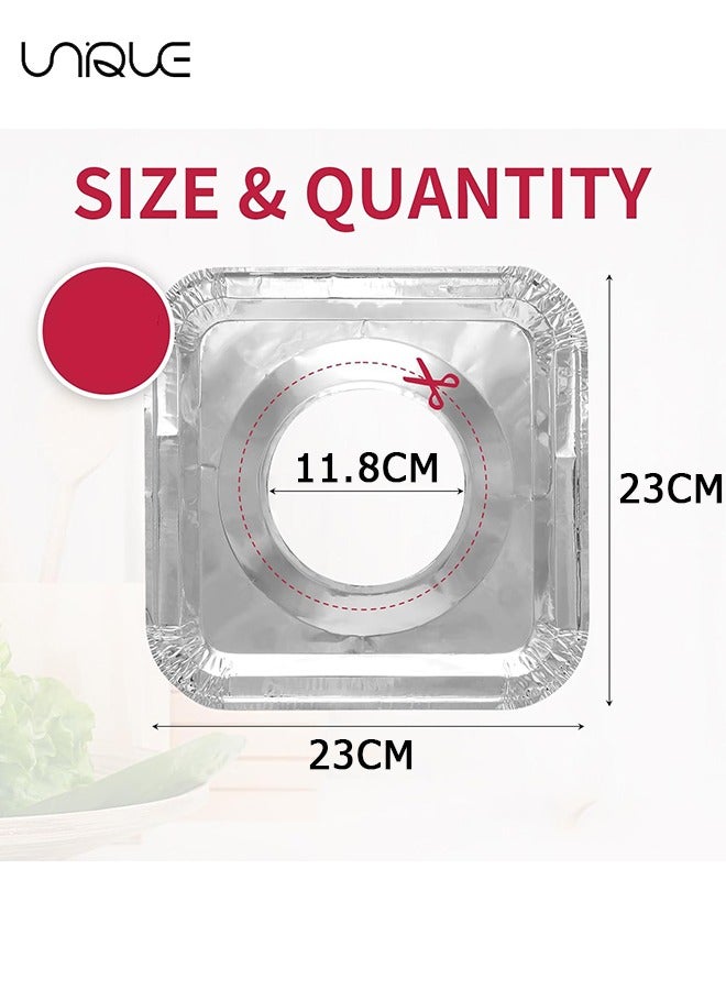 يونيك 15 قطعة غطاء موقد غاز - بطانة موقد ألومنيوم يمكن التخلص منها - 9 بوصة مربعة واقي موقد غاز مقاوم للحرارة - غطاء علوي سميك للموقد لمواقد الغاز وأدوات المطبخ ومستلزمات المطبخ - Image 2