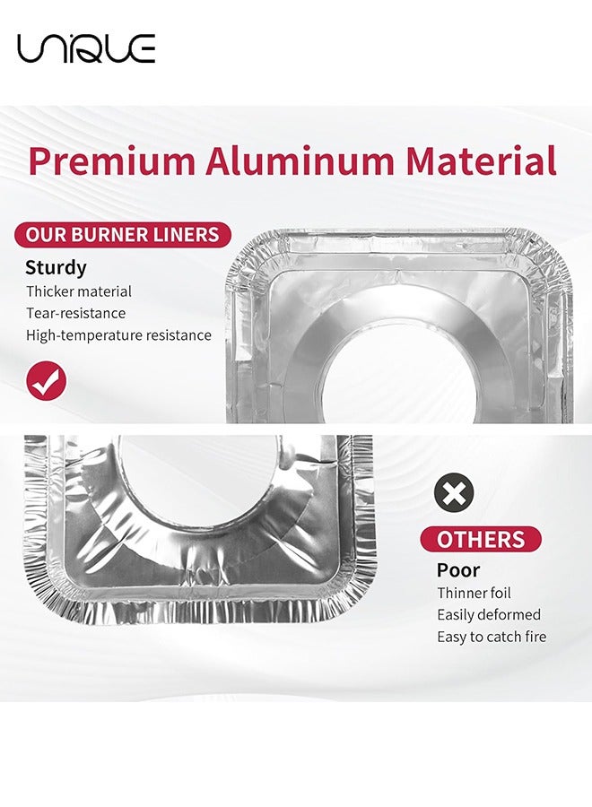 يونيك 15 قطعة غطاء موقد غاز - بطانة موقد ألومنيوم يمكن التخلص منها - 9 بوصة مربعة واقي موقد غاز مقاوم للحرارة - غطاء علوي سميك للموقد لمواقد الغاز وأدوات المطبخ ومستلزمات المطبخ - Image 3
