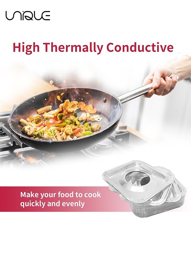 يونيك 15 قطعة غطاء موقد غاز - بطانة موقد ألومنيوم يمكن التخلص منها - 9 بوصة مربعة واقي موقد غاز مقاوم للحرارة - غطاء علوي سميك للموقد لمواقد الغاز وأدوات المطبخ ومستلزمات المطبخ - Image 5